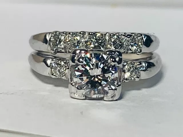 Ladies 14kt white gold traditional diamond wedding set. EB44 eBay