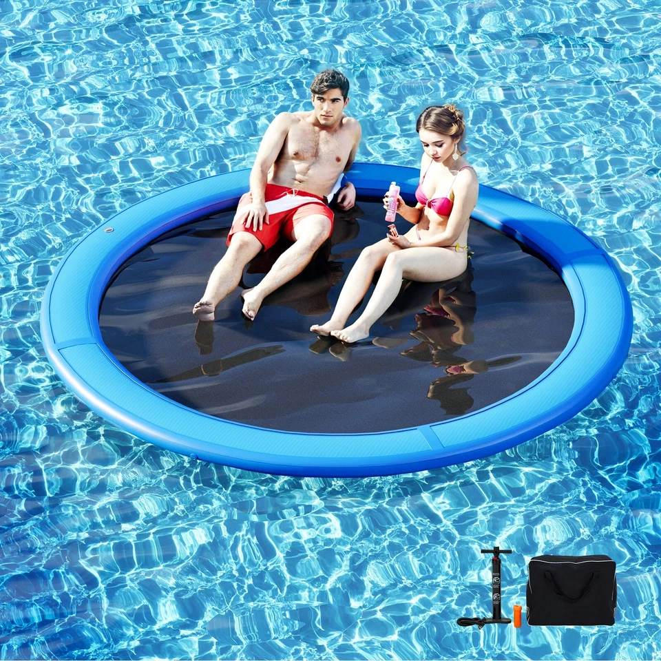 Anillo flotador de alta resistencia Sunchill de 8 pies, muelle inflable para piscina, hamaca para lago, azul Foto 2 de 4