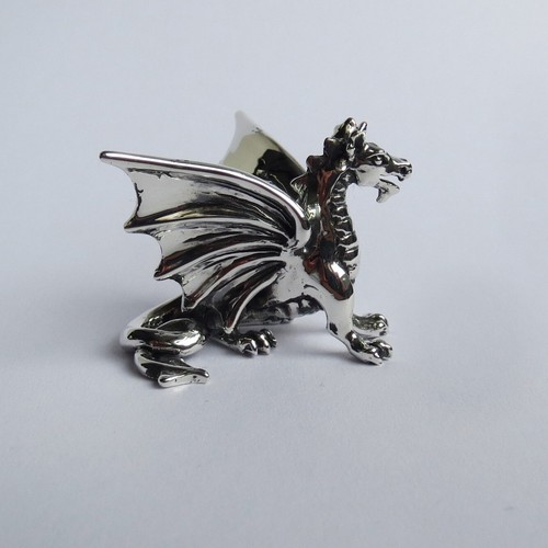 Dragon figurine, solid sterling silver gift, mythical beast, handmade ornament - 第 1/7 張圖片
