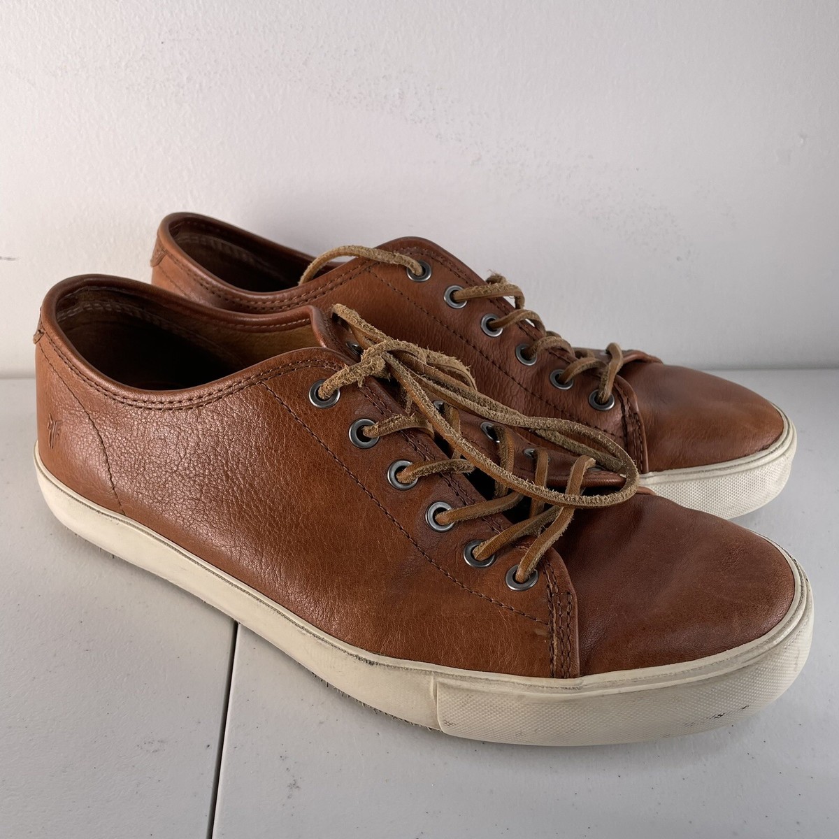 Frye Leather Sneakers Mens 9.5 Brown Shoes Low Top Lace Up 