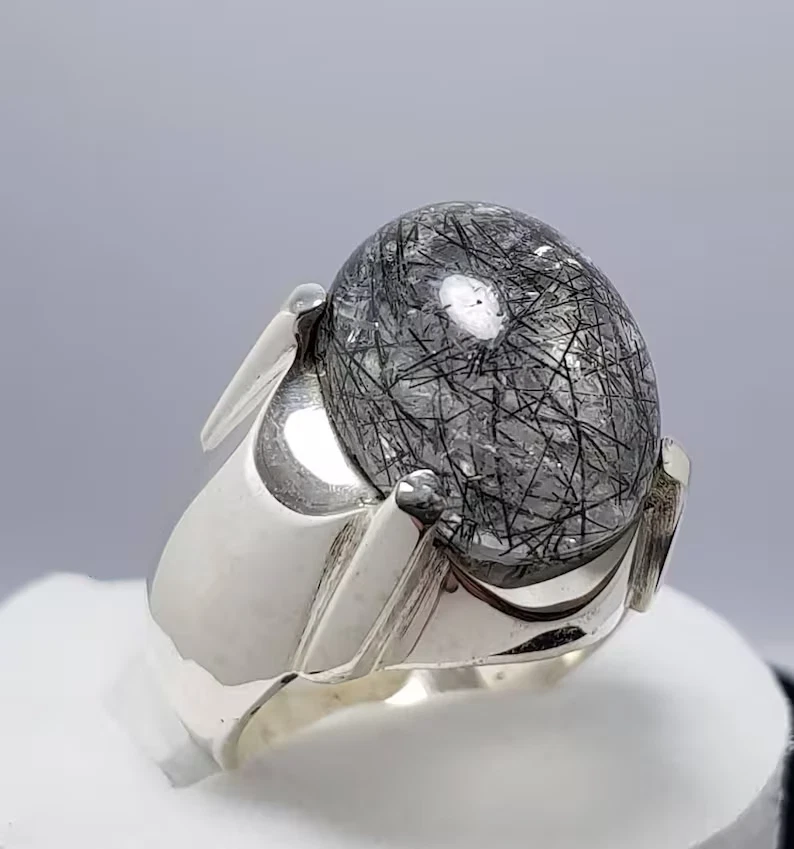 Anillo de piedra natural Dur Al Najaf anillo Dur e Najaf anillos chiítas piedra Najaf blanco  Foto 4 de 4