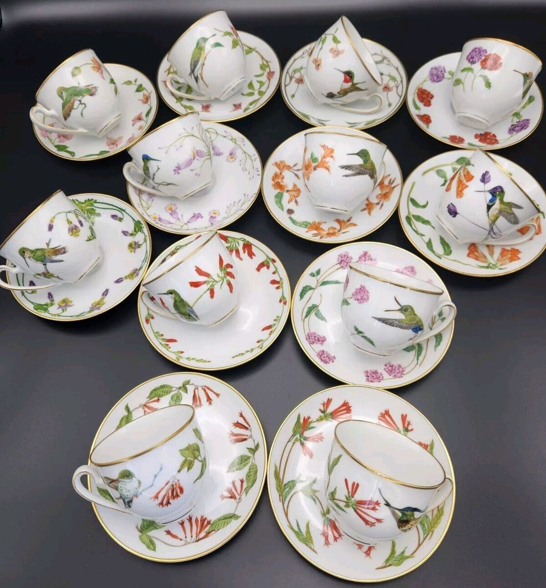Vtg Full Set of 12 - Hummingbirds of The World Teacups Vtg Full Set of 12 - Hummingbirds of The World Teacups