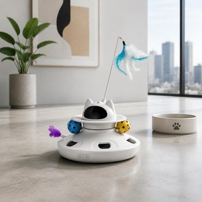 Rotierender Katzenball Spielzeug leicht zu reinigen elektrischer Katzenteaser Indoor spielen