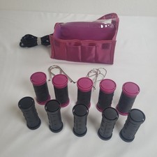 Remington Travel Express Hot Rollers Set 10 Pink Black Hair Curlers Clips Tested