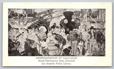 Americanization of California Mural Dean Cornwell Postcard Los Angeles Public