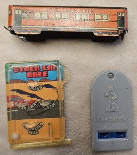 Vintage cracker jack toys Looney Tunes 1930's train and whistle