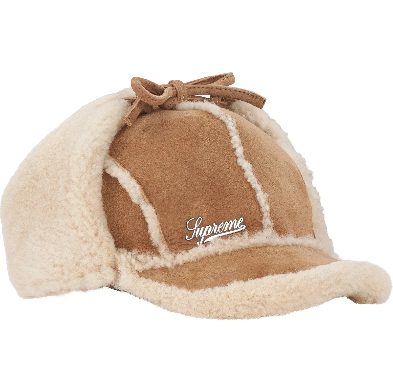 Supreme Shearling Lined Earflap Cap - Size M/L - Tan - NEW