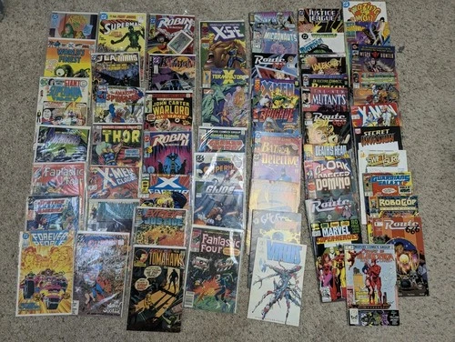 Lot Of 63 Vtg Comic Books: X-Men Fantastic 4 Superman Avengers Batman Marvel/DC