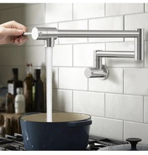Pot Filler Faucet with Heat-Resistant Cartridge Over Stove 25.6" Brushed Nickel
