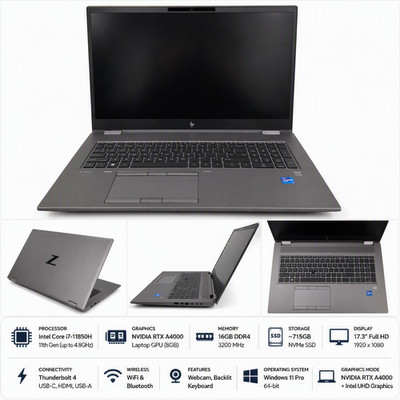 HP Zbook Fury G8 17.3inch Core i7-11850H 16GB 715GB NVMe RTX A4000 8GB GPU