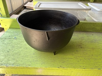 Antique Large Three Legged Cast Iron Cauldron Pot Double Gate Mark #12