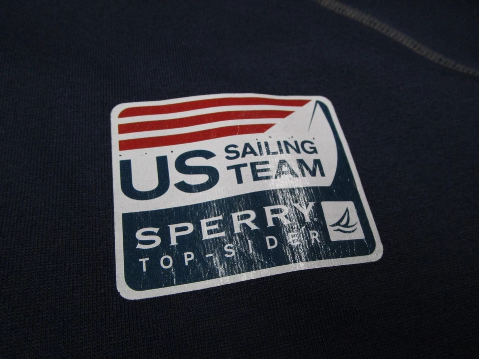 Sperry Top Sider 夹克男式大号蓝色美国帆船队 1/4 拉链套衫美国 — 第 3/4 张图片