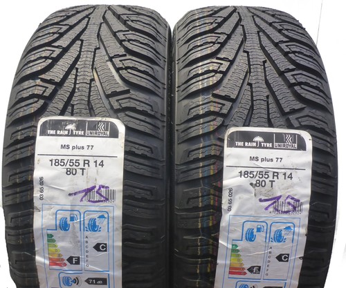 4 X UNIROYAL 185/55 R14 80T MS Plus 77 Neumáticos De Invierno 2014/2015 Nuevos - Imagen 4 de 8