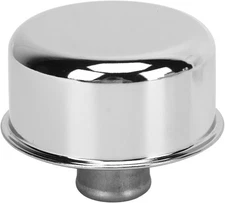 Chrome/Black Round Valve Cover Breather Push In Style 1-1/4 inches, Chrome 