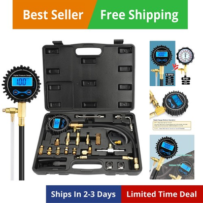 #ad Digital Fuel Pressure Gauge Black Case Fuel Pressure Kit Fuel Injector I... $66.49