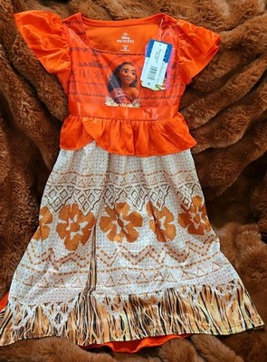 New Disney Princess MOANA Girls 3T Satin Like Dress Up NWT