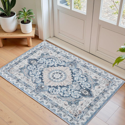 2x3 Small Area Rug for Entryway, Soft Washable Rugs with Non-Slip Backing for Be
