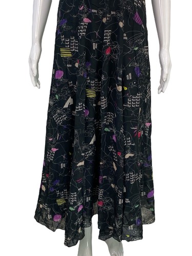 Isabel Marant Etoile Women's Silk Floral Printed Black Midi Maxi Gown Dress S - 第 4/14 張圖片