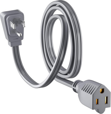Appliance Power Extension Cord 4 Ft Gray, 3 Prong Heavy Duty Flat Wire Low Profi