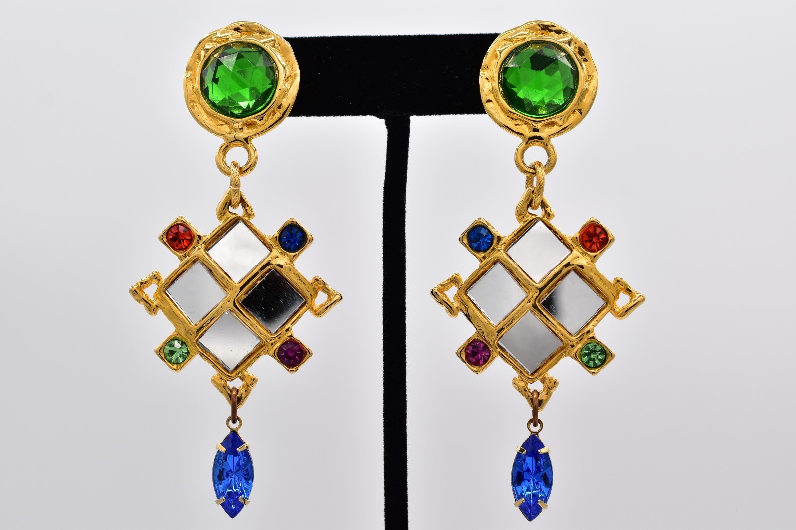 Robert Rose Vintage Statement Dangle Earrings Mul… - image 1