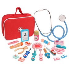 Kids Wooden Doctor Kit   Educational Medical Playset with Medicine Box