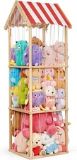 Stuffed Animal Storage, Space Saving Vertical Holder Wood 