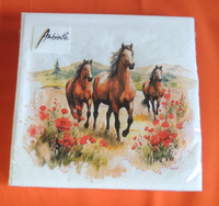 20 Servietten Pferde 1 Packung Ovp Motivserviette Ambiente Tiere Klatschmohn