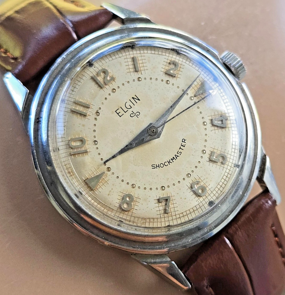 Vintage ELGIN Shockmaster men's manual wind watch Cal.630 art