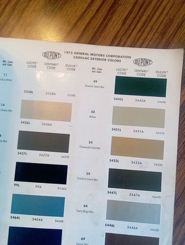 Vintage 1972 GM Dupont Paint Chip Colors Guide Book Chevy Chevelle Cadillac GTO - Picture 8 of 14