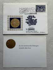 1970 Austria Christkindl Limited Christmas Cover Gold Medallion Card No 000902