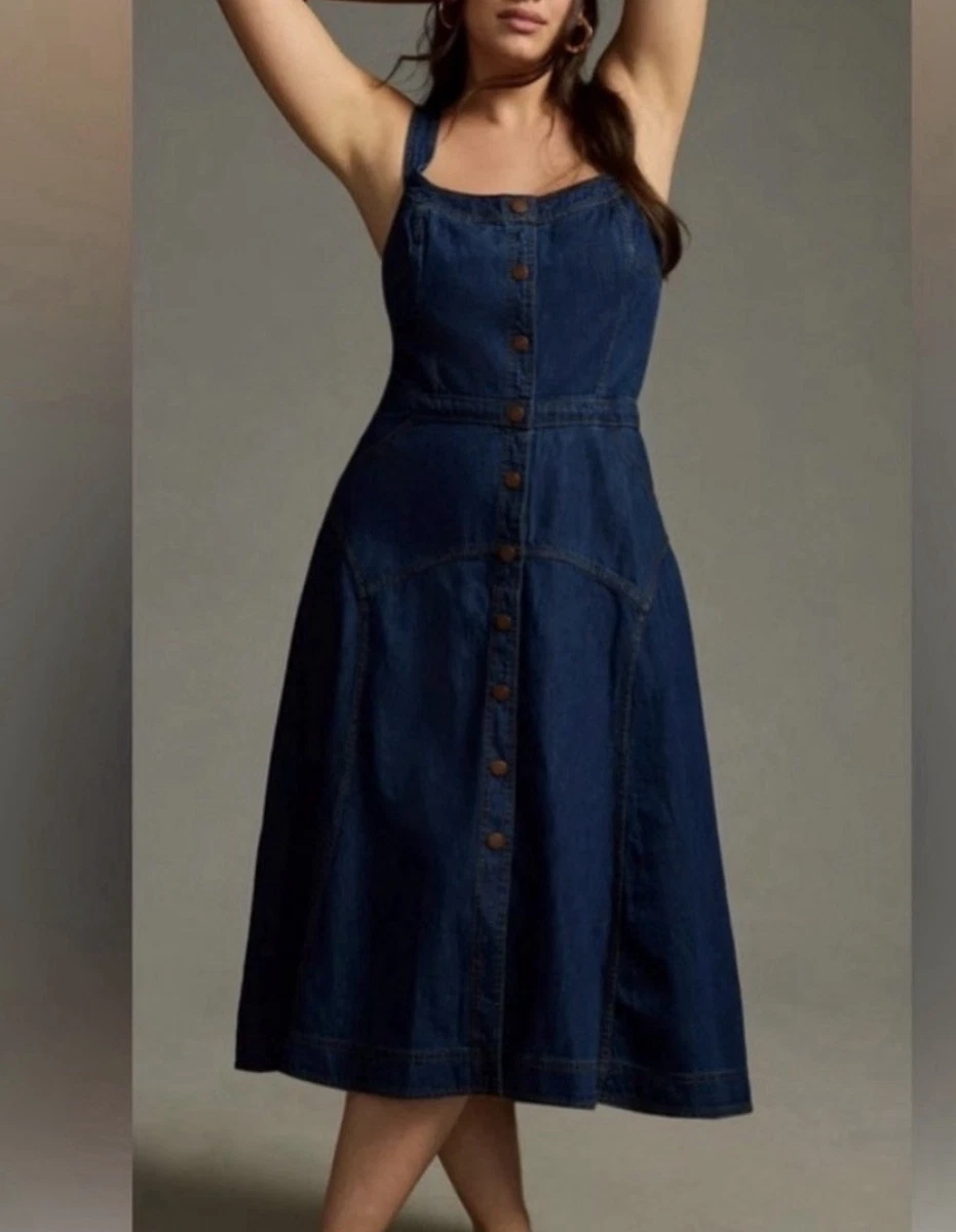 knee length dresses for ladies Savannah Medium Wash V Neck Sleeveless Denim Mini Dress S / Medium Wash