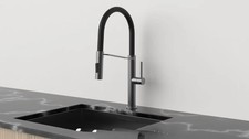 All-copper, rotatable, pull-out kitchen faucet for hot and cold water.