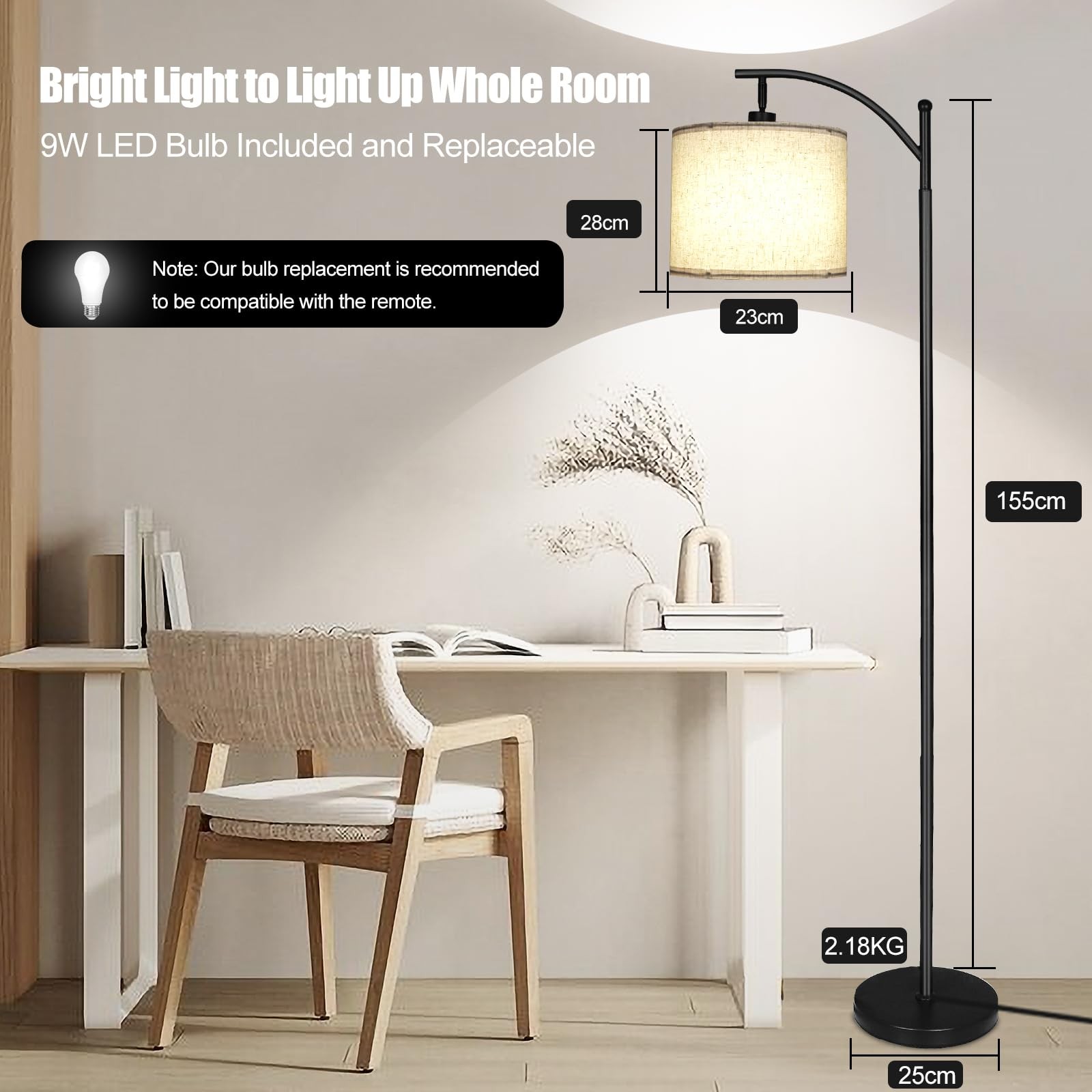 Lampada da Terra con Telecomando LED Piantana 12 temperature di colore 9W E27 foto 5