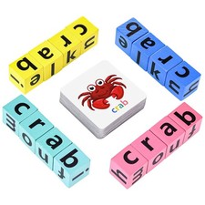 DragonflyDreams Wooden Blocks Spelling Game, Wooden Alphabet Puzzles Blocks
