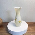 Vtg Opaque Milk Glass Hurricane Chimney Lamp Shade Yellow Roses