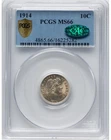 1914 Barber Dime PCGS MS66 CAC