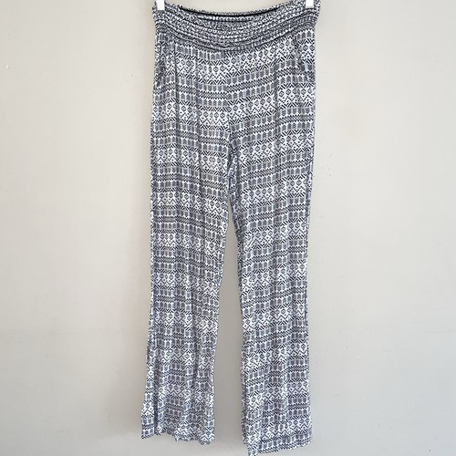 Guess Boho Pull On Pants Size M Black White Western Fair Isle Print Flowy Soft