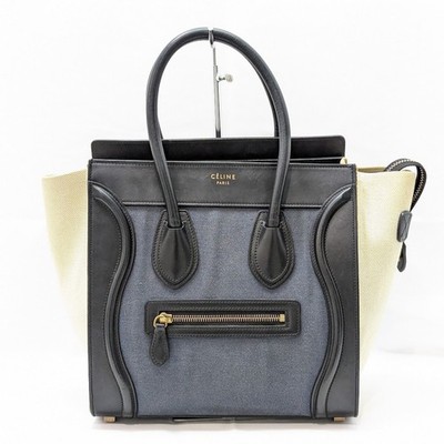 CELINE Luggage Micro Shopper Leather Tote Hand Bag Multicolor Women's Auth