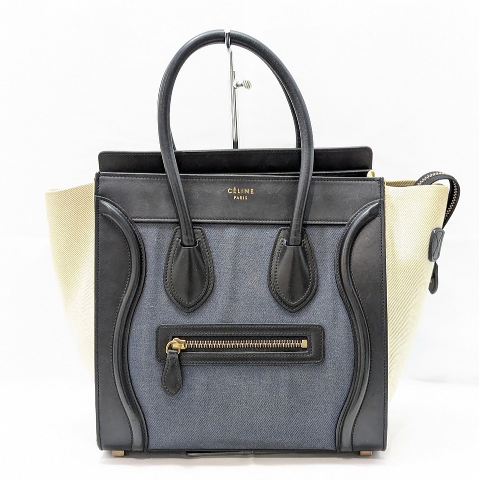 CELINE Luggage Micro Shopper Leather Tote Hand Bag Multicolor Women's Auth