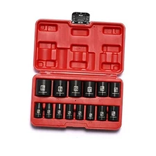  14 Pieces 1/2-Inch Drive Shallow Impact Socket Set, 3/8 SAE-1/2" Dr. SHALLOW
