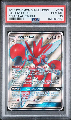 2018 POKEMON SUN & MOON CELESTIAL STORM #158 FULL ART/SCIZOR GX PSA 10