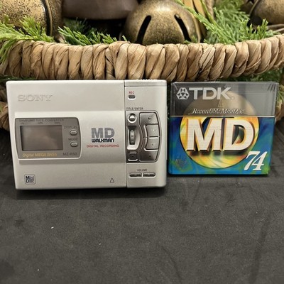 Vintage Sony MD Walkman MZ-R50 With New Mini Disc And Mic