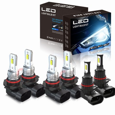 For Dodge Charger 2006-2009 6PCS 6000k White LED Headlights+Fog Lights Bulbs