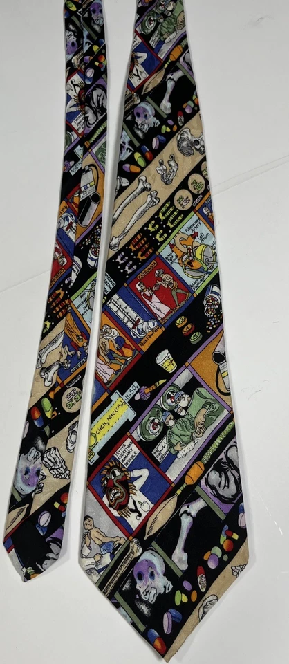 Corbata vintage Nicole Miller 1993 médicos médico medicina 100 % seda Foto 3 de 4