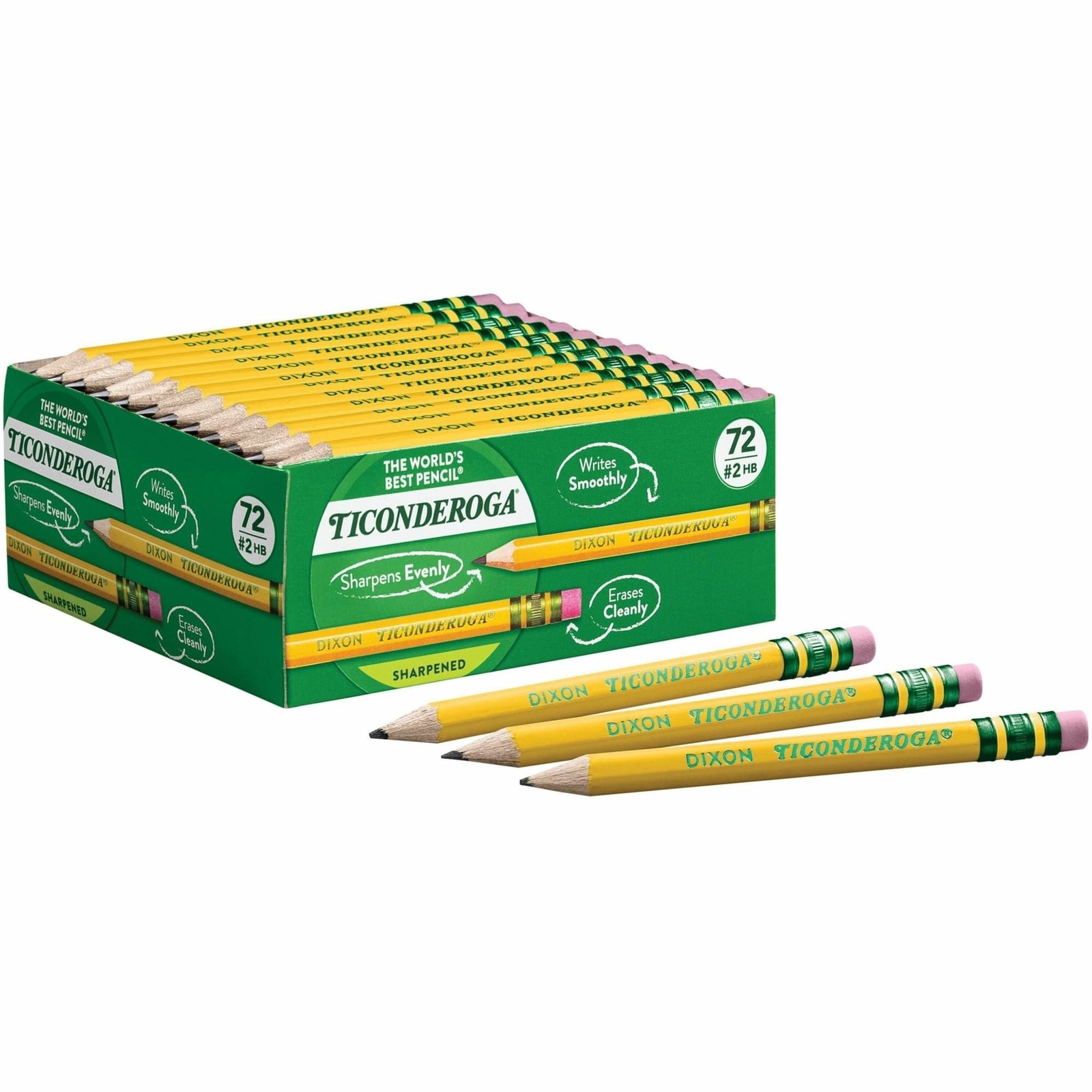 Golf Pencils With Erasers #2 HB Lead Yellow Pack Of 72