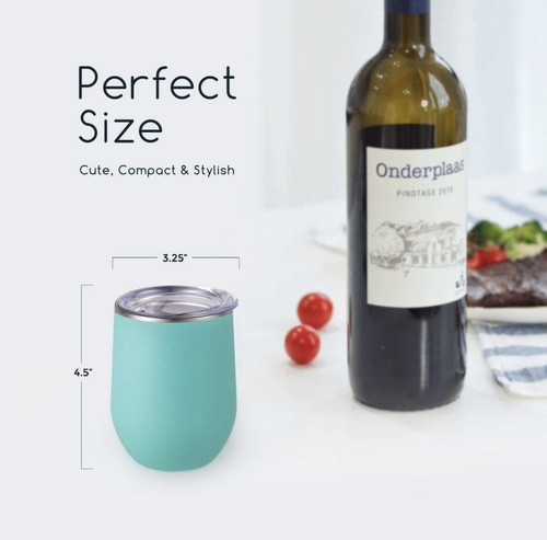 Vaso de copa de vino sin tallo de acero inoxidable Maars Bev de 12 oz con tapa y pajita a juego - Imagen 57 de 89