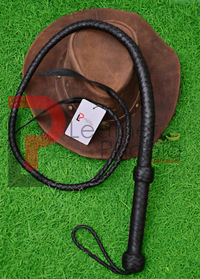 Fouet De Cow-boy (Bullwhip) Dragon Tail - 4 Pieds - Cuir Véritable - 12 Tresses