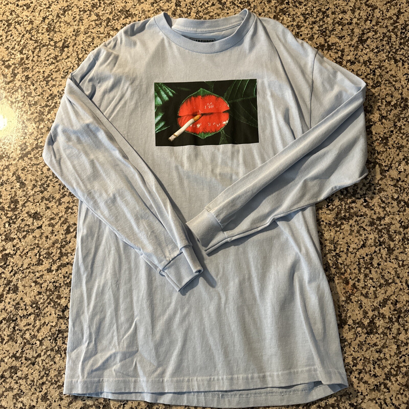 Pleasures Now White Long Sleeve Graphic Tee Size L Baby Blue NWOT Streetwear Fashion