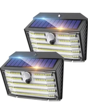 CLAONER Solar Lights Outdoor [𝟐 𝐏𝐚𝐜𝐤/126 LED], Wireless Motion Sensor...