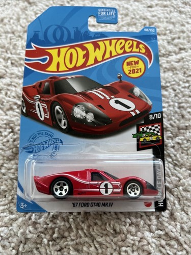 2021 Hot Wheels #106 HW Race Day 8/10 '67 Ford GT40 MK.IV rot mit Chrom 5 Speichen